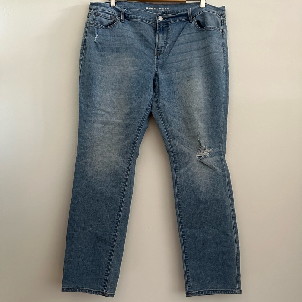 Old Navy Light Blue Original Straight Leg Mid-Rise Jeans Size 16 Petite